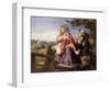 Rustic Lovers Crossing a Style, C.1860-null-Framed Giclee Print