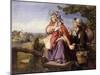 Rustic Lovers Crossing a Style, C.1860-null-Mounted Giclee Print