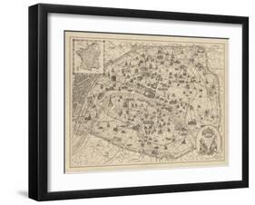 Rustic Paris Map-The Vintage Collection-Framed Giclee Print