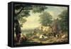 Rustic Scene with Woman Milking-Jan van Gool-Framed Stretched Canvas