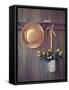 Rustic Shed Door with Hanging Straw Hat and Bucket of Yellow Roses-Chris_Elwell-Framed Stretched Canvas