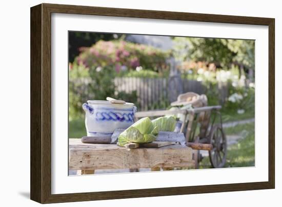 Rustic Still Life with Cabbage in Cottage Garden-Eising Studio - Food Photo and Video-Framed Photographic Print