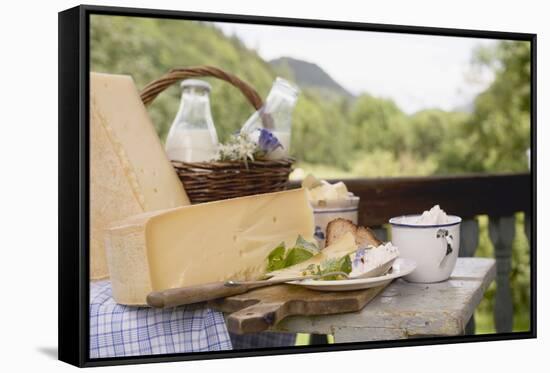 Rustic Still Life with Cheese, Quark, Milk and Bread-Eising Studio - Food Photo and Video-Framed Stretched Canvas