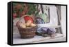 Rustic Still Life with Potatoes and Cabbage in Front of Farmhouse-Eising Studio - Food Photo and Video-Framed Stretched Canvas