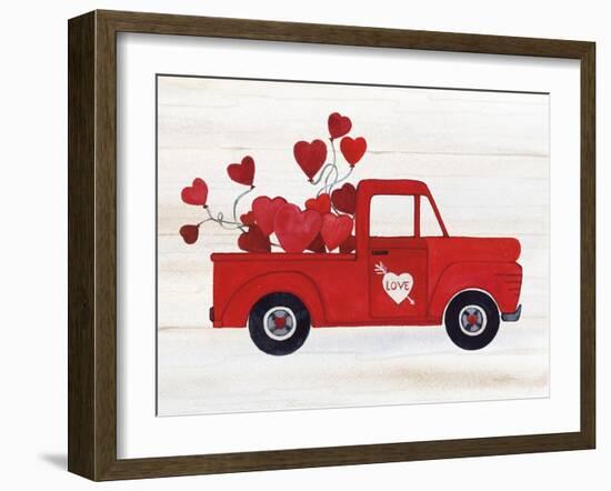 Rustic Valentine Truck-Kathleen Parr McKenna-Framed Art Print