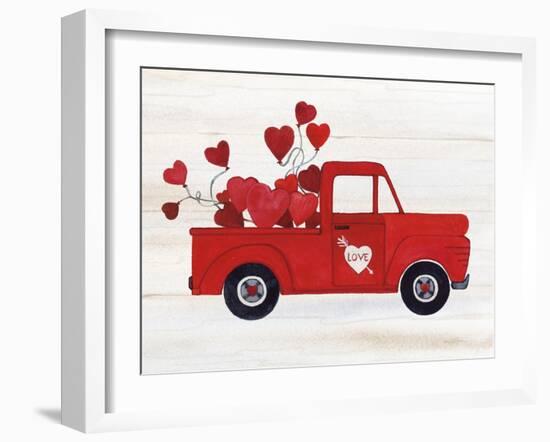 Rustic Valentine Truck-Kathleen Parr McKenna-Framed Art Print