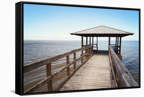 Rustic Wooden Fishing and Swimming Pier-forestpath-Framed Stretched Canvas