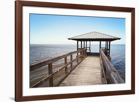 Rustic Wooden Fishing and Swimming Pier-forestpath-Framed Photographic Print