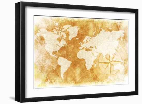 Rustic World Map-duallogic-Framed Art Print