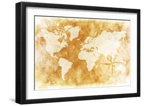 Rustic World Map-duallogic-Framed Art Print