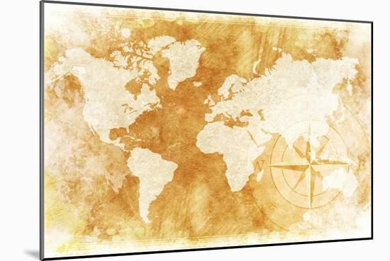 Rustic World Map-duallogic-Mounted Art Print