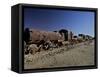 Rusting Locomotive at Train Graveyard, Uyuni, Bolivia, South America-Simon Montgomery-Framed Stretched Canvas