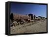 Rusting Locomotive at Train Graveyard, Uyuni, Bolivia, South America-Simon Montgomery-Framed Stretched Canvas