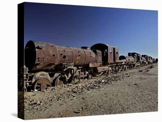 Rusting Locomotive at Train Graveyard, Uyuni, Bolivia, South America-Simon Montgomery-Stretched Canvas