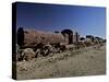 Rusting Locomotive at Train Graveyard, Uyuni, Bolivia, South America-Simon Montgomery-Stretched Canvas