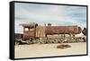 Rusting Locomotive at Train Graveyard, Uyuni, Bolivia, South America-Mark Chivers-Framed Stretched Canvas