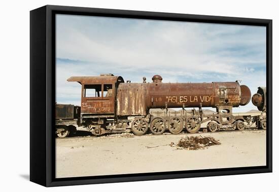 Rusting Locomotive at Train Graveyard, Uyuni, Bolivia, South America-Mark Chivers-Framed Stretched Canvas