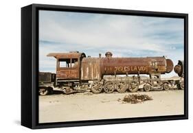 Rusting Locomotive at Train Graveyard, Uyuni, Bolivia, South America-Mark Chivers-Framed Stretched Canvas