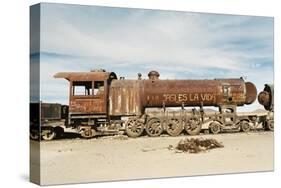 Rusting Locomotive at Train Graveyard, Uyuni, Bolivia, South America-Mark Chivers-Stretched Canvas