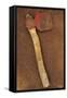 Rusty Axe Once Red on Makeshift Wooden Handle Lying on Rusty Metal Sheet-Den Reader-Framed Stretched Canvas
