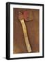 Rusty Axe Once Red on Makeshift Wooden Handle Lying on Rusty Metal Sheet-Den Reader-Framed Photographic Print