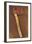 Rusty Axe Once Red on Makeshift Wooden Handle Lying on Rusty Metal Sheet-Den Reader-Framed Photographic Print