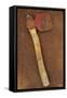 Rusty Axe Once Red on Makeshift Wooden Handle Lying on Rusty Metal Sheet-Den Reader-Framed Stretched Canvas