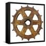 Rusty Fine Curved Tooth Gear-Retroplanet-Framed Stretched Canvas