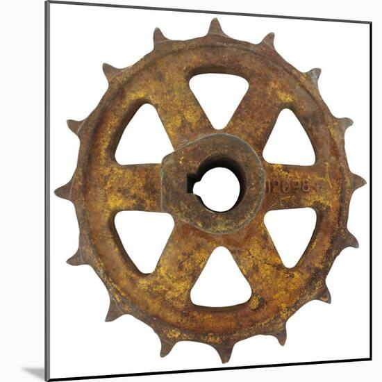 Rusty Fine Curved Tooth Gear-Retroplanet-Mounted Giclee Print