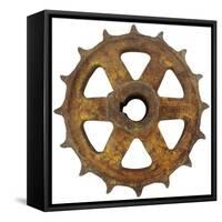 Rusty Fine Curved Tooth Gear-Retroplanet-Framed Stretched Canvas