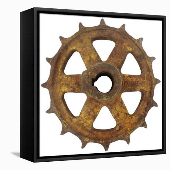 Rusty Fine Curved Tooth Gear-Retroplanet-Framed Stretched Canvas