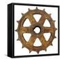 Rusty Fine Curved Tooth Gear-Retroplanet-Framed Stretched Canvas