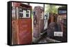 Rusty Gas Pumps And Car-Mark Williamson-Framed Stretched Canvas