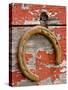 Rusty Horseshoe Hanging, Ponderosa Ranch, Seneca, Oregon, USA-Wendy Kaveney-Stretched Canvas