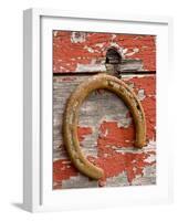 Rusty Horseshoe Hanging, Ponderosa Ranch, Seneca, Oregon, USA-Wendy Kaveney-Framed Photographic Print