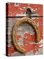 Rusty Horseshoe Hanging, Ponderosa Ranch, Seneca, Oregon, USA-Wendy Kaveney-Stretched Canvas