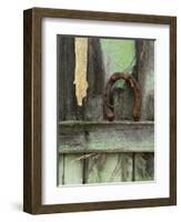 Rusty Horseshoe on Old Fence, Montana, USA-Nancy Rotenberg-Framed Photographic Print