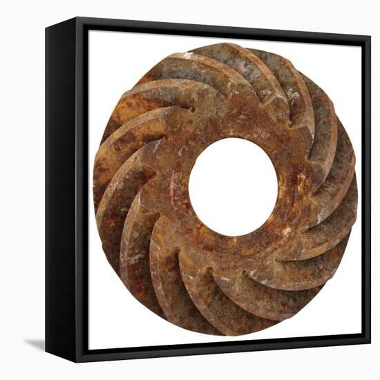 Rusty Large Spiral Gear-Retroplanet-Framed Stretched Canvas