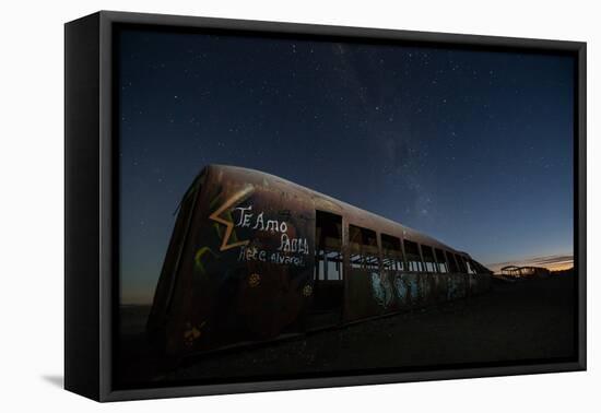 Rusty Train Relics in the Train Graveyard in Uyuni-Alex Saberi-Framed Stretched Canvas