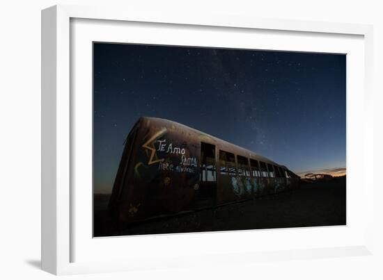 Rusty Train Relics in the Train Graveyard in Uyuni-Alex Saberi-Framed Photographic Print