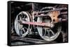 Rusty Wheels of Old Steam Locomotive close Up-tereh-Framed Stretched Canvas