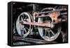 Rusty Wheels of Old Steam Locomotive close Up-tereh-Framed Stretched Canvas