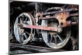 Rusty Wheels of Old Steam Locomotive close Up-tereh-Mounted Photographic Print
