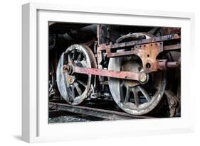 Rusty Wheels of Old Steam Locomotive close Up-tereh-Framed Photographic Print