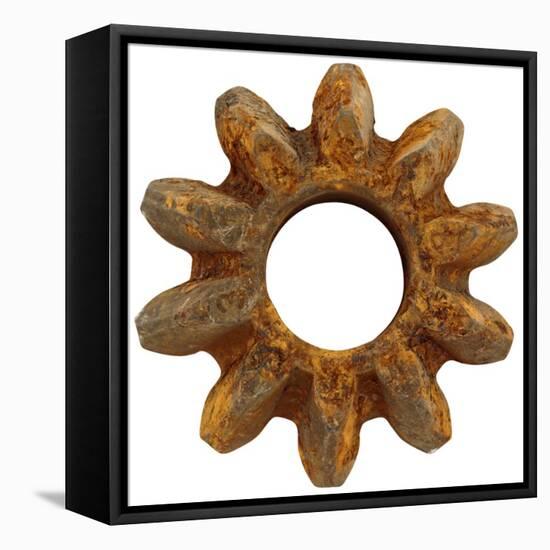 Rusty Wide Tooth Gear-Retroplanet-Framed Stretched Canvas