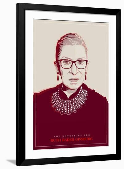 Ruth Bader Ginsburg - The Notorious RBG (Red)-null-Framed Art Print