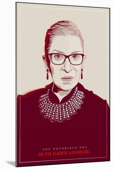 Ruth Bader Ginsburg - The Notorious RBG (Red)-null-Mounted Art Print