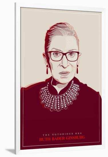 Ruth Bader Ginsburg - The Notorious RBG (Red)-null-Framed Art Print