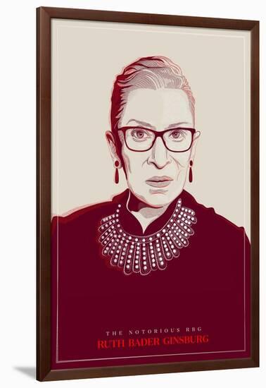 Ruth Bader Ginsburg - The Notorious RBG (Red)-null-Framed Art Print