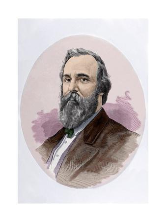 'Rutherford B. Hayes (1822-1893). Engraving. Colored.' Giclee Print ...